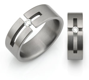 Titanium rings with subtle cross symbol design