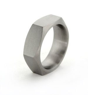 custom made nuts-and-bolts titanium rings