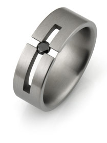 Titanium tension set ring with cross 