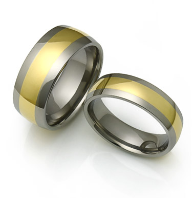 Titanium Rings with wide gold inlays