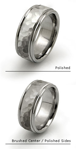 Titanium Ring with Hammer Finish and rolled Edges