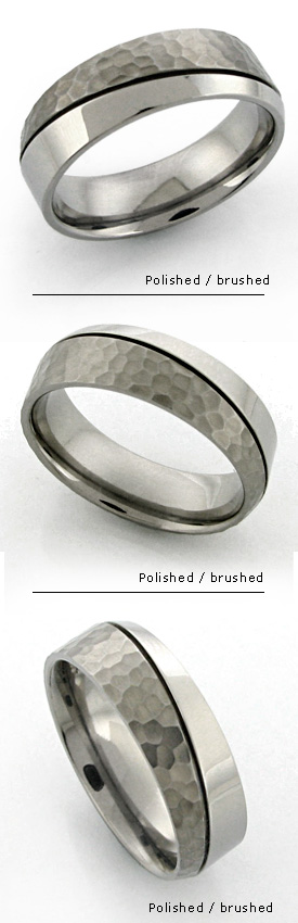 Offset Hammered Finish Ring