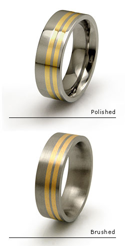 Titanium Ring offset by Double Gold Inlays