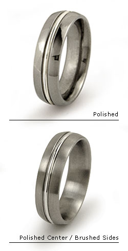 Round Wire Inlaid Titanium rings | White Precious Metals