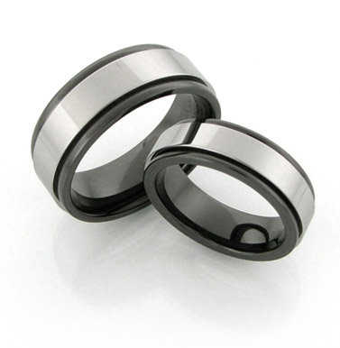 Black Ceramic rings with Tungsten insert