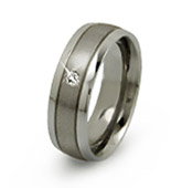 stone set titanium domed ring with
thin grooves