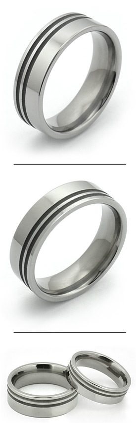 Sandblasted Titanium Rings with two grooves