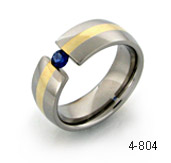 tension titanium rings with gold inlay