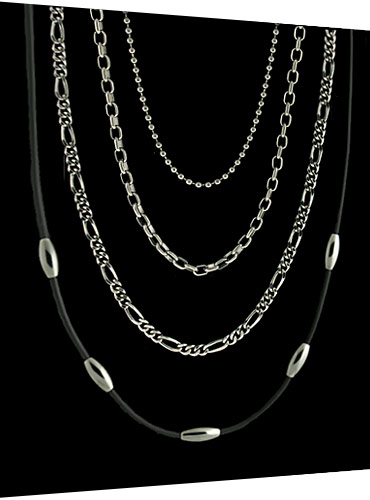 Titanium Necklace chains, figaro, oval link and ball styles