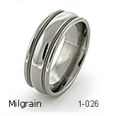 rounded titanium rings with milgrain detail
