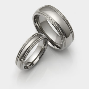 Titanium wedding rings with Double Milgrained Sides.