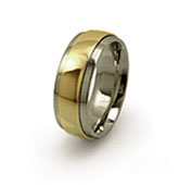 titanium rings raised gold inlay
