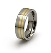 titanium rings with off-set inlays