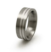 off-set inlay titanium wedding rings