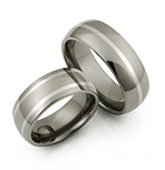 titanium wedding band with two inlays
