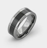Tungsten ring with Black Ceramic inlay 