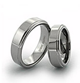 step-down edges tungsten rings, available with custom finishes and engraving