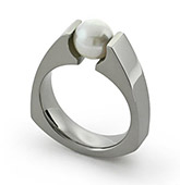 pearl set titanium ring white
