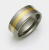 Titanium & Yellow Gold Inlay Ring
