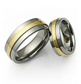 titanium and elevated yellow gold rings