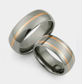 titanium rings with rose gold inlays