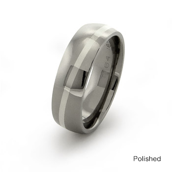 Domed Titanium Ring With Diagonal Inlay