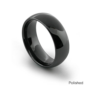 8mm Black Koa Wood Ceramic Ring Wedding Band Polished Finish Comfort Fit