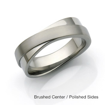 Tungsten Beveled Black Silver Edge Infinity Ring.