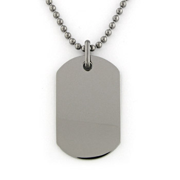 BLING JEWELRY Men's Stainless Steel Black Titanium Dog Tag Pendant Necklace