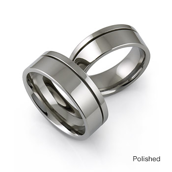 5 Grooves Polished Finish Comfort Fit 9mm Titanium Flat Wedding Band Ring