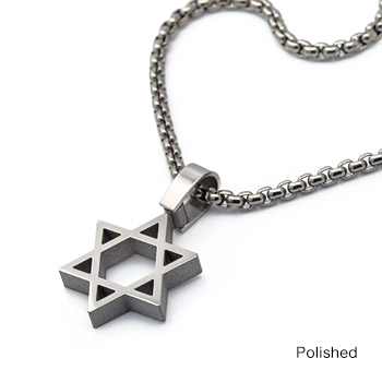 Fashion Magen David Star Pendant Necklace Israel Jewish Stainless Steel  Chain Star of David Cross Charm