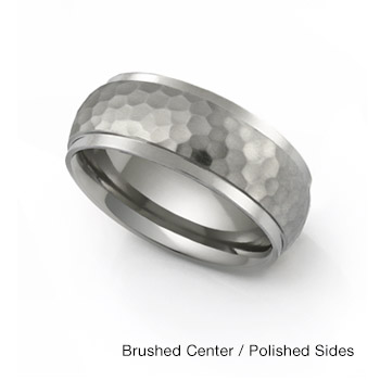 Hammer Finish Domed Titanium Ring