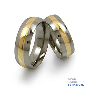 Domed Titanium Rings w/ Centered Gold Inlays