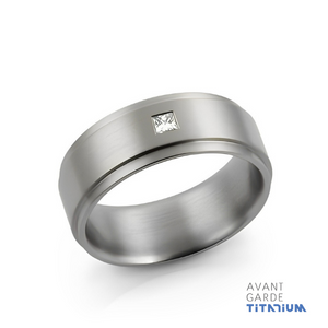 Step-Down Sides Titanium Rings w/ Diamonds & Gems
