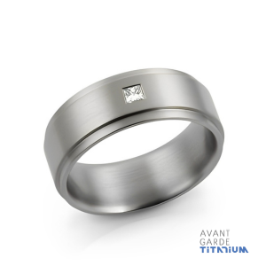 Step-Down Sides Titanium Rings w/ Diamonds & Gems
