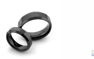 Black Zirconium Ceramic Rings With Beveled Sides