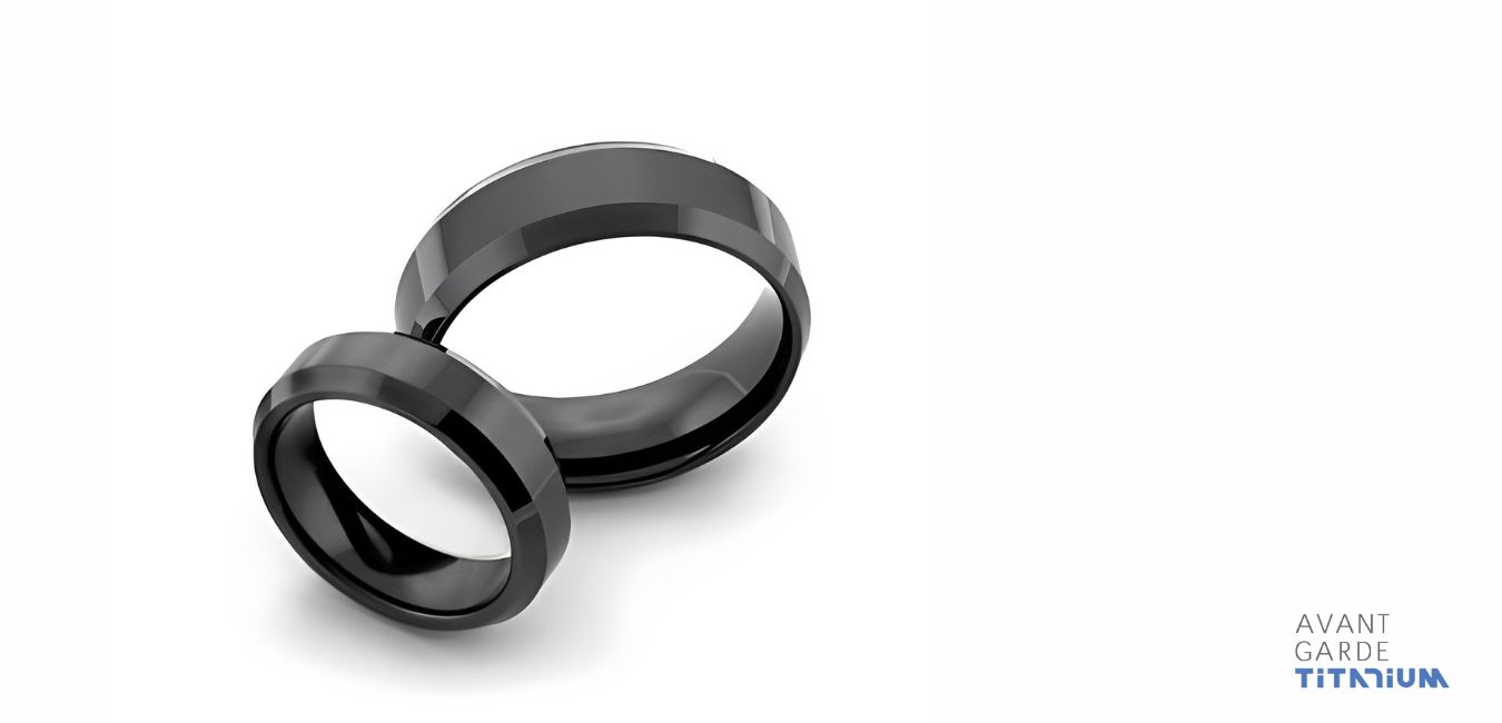 Black Zirconium Ceramic Rings With Beveled Sides