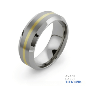 Beveled Sides Titanium Ring With Thin Inlay