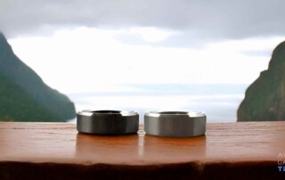 a tungsten and a titanium ring