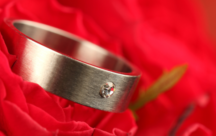 stone set titanium band