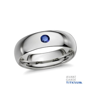 Half-Round Titanium Rings With Direct Sapphire Set Stones