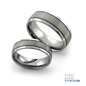 Tungsten Carbide Ring with Two Thin Grooves and Brushed Center