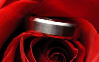 Tungsten Carbide Ring with Beveled Sides in a rose