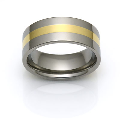 titanium ring with 18k gold inlay in the center