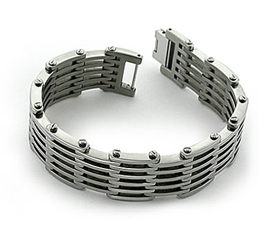 Polished  Men's Titanium Bracelet with large links