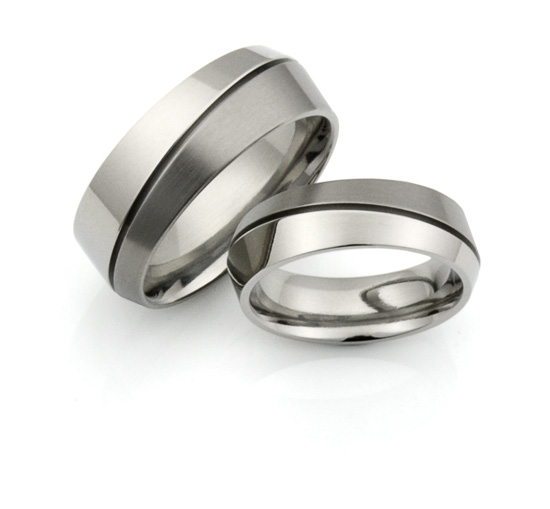 men's titanium rings with brushed and polished  finish