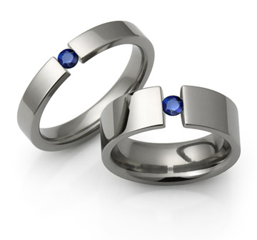 Titanium Tension Rings with sapphires