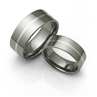 classic men's titanium rings with thin platinum center