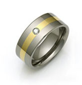 diamond set titanium and gold ring