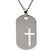 titanium dog-tag cross pendant